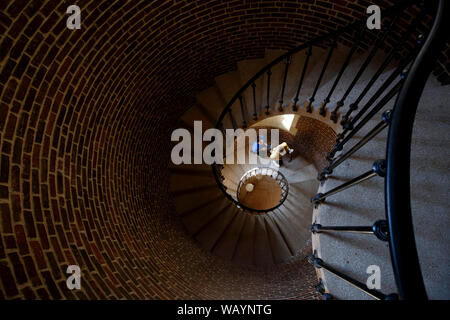 Looking down a spiral staircase at Yale University Art Gallery, New Haven, Connecticut Stock Photo