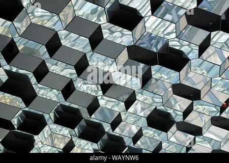 Unique shot of abstract 3D cube shaped glass Stock Photo