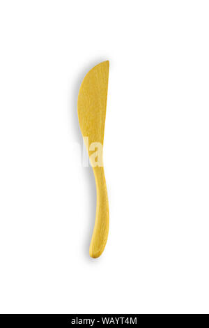 Close up wooden knife on isolated white background with clipping path. Stock Photo