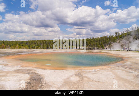 Grand Prismatic Spring Hot springs Yellowstone National Park Wyoming USA Stock Photo