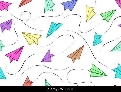 Paper planes seamless pattern. Vector illustration background. For print, textile, web, home decor, fashion, surface, graphic design Stock Vector