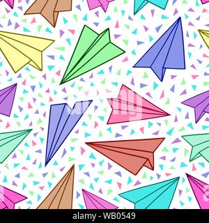 Paper planes seamless pattern. Vector illustration background. For print, textile, web, home decor, fashion, surface, graphic design Stock Vector