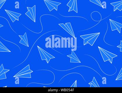 Paper planes seamless pattern. Vector illustration background. For print, textile, web, home decor, fashion, surface, graphic design Stock Vector
