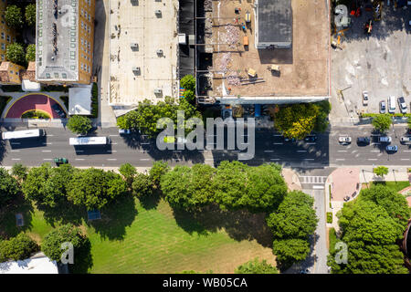 Aerial view cars in the street from top bottom in Atlanta Stock Photo