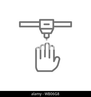 3d printing a human organs, medical printer line icon. Stock Vector