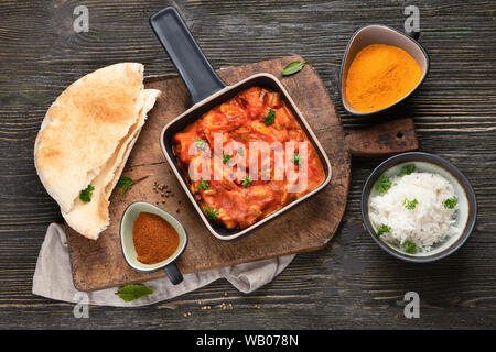 Chicken tikka masala. Traditional indian cuisine. Top view Stock Photo