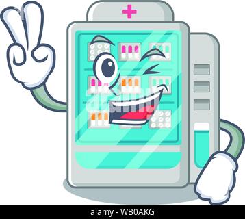Two finger medicines vending machine in character shape Stock Vector