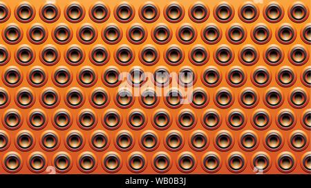Vector Illustration of Black and Orange Embossed Round Loudspeaker Background Stock Vector