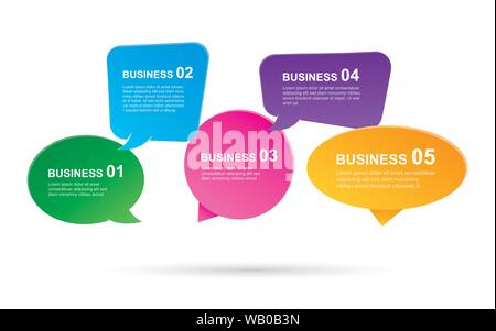 Infographics with speech bubbles for text inside template. Can be used for workflow layout, business step, banner, web design. Stock Vector