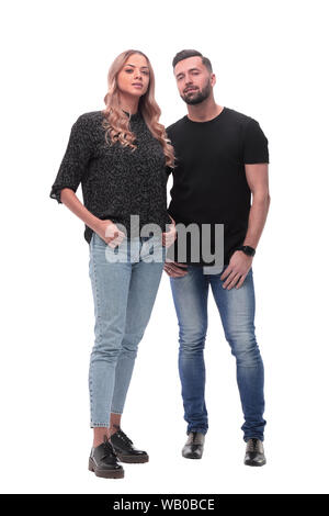 in full growth. stylish young couple standing together Stock Photo