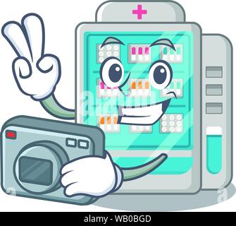 Photographer medicines vending machine isolated the cartoon Stock Vector