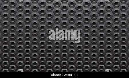 Vector Illustration of Black Glossy Embossed Hexagon Background Stock Vector