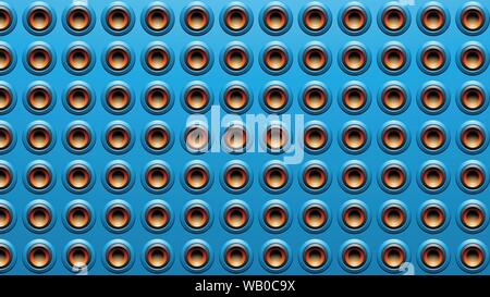 Vector Illustration of Blue Embossed Round Loudspeaker Background Stock Vector