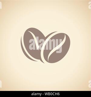 Vector Illustration of Brown Coffee Beans Icon isolated on a Beige Background Stock Vector