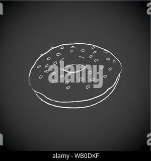 Vector Illustration of Chalkboard Drawing of a Doughnut Icon on a Blackboard Stock Vector