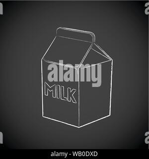 Vector Illustration of Chalkboard Drawing of Milk Box Icon on a Blackboard Stock Vector