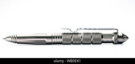 Close up of a Tactical pen isolated in white background Stock Photo