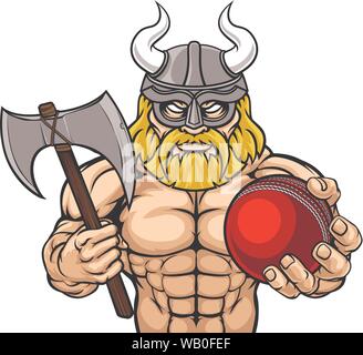 Viking Cricket Sports Mascot Stock Vector