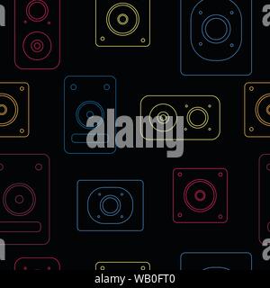 Neon color speakers seamless pattern Stock Vector