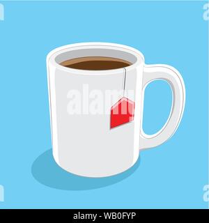 Vector Illustration of Coffee Mug Icon on a Blue Background Stock Vector