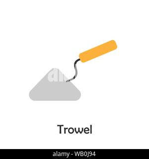Trowel in cartoon style, construction card for kid, preschool activity for children, vector Stock Vector