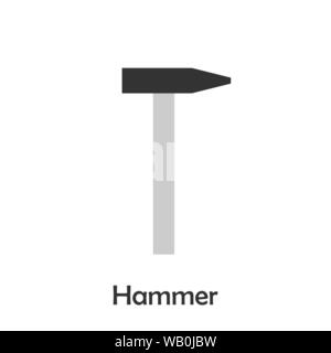 Hammer in cartoon style, construction card for kid, preschool activity for children, vector Stock Vector