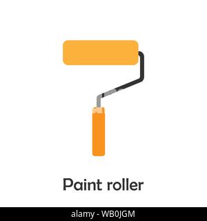 Paint roller in cartoon style, construction card for kid, preschool activity for children, vector Stock Vector