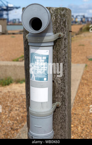 Outdoor fishing line disposal bin there a Lagoon in Chicago's