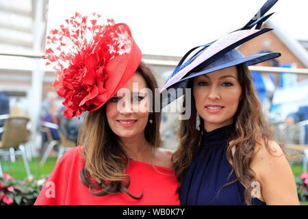 22nd August 2019 , York Racecourse, York, Great Britain; 2019 Darley Yorkshire Oaks/Ladies Day ; Ladies in their fashion outfits for Ladies Day at York Credit Conor Molloy/News Images Stock Photo