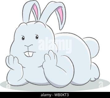 Cartoon resting bunny isolated illustration Stock Vector Images