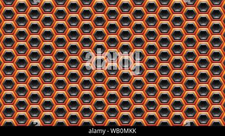 Vector Illustration of Orange and Black Embossed Hexagon Background Stock Vector