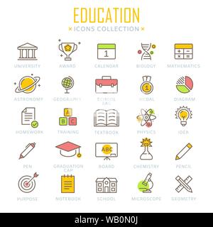 Collection of education thin line icons Stock Vector