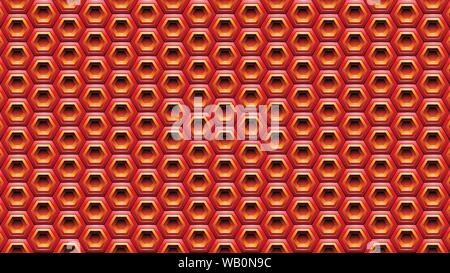 Vector Illustration of Red and Orange Embossed Hexagon Background Stock Vector