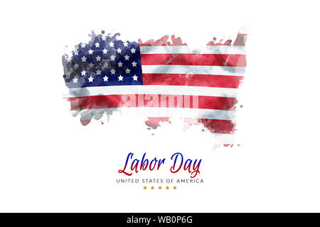 USA Labor Day greeting card with american flag grunge background Stock Photo