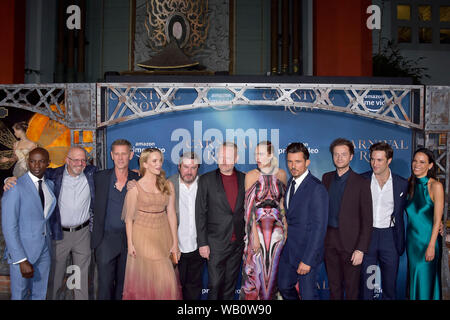 David Gyasi, Marc Guggenheim, Jamie Harris, Tamzin Merchant, Travis Beacham, Jared Harris, Cara Delevingne, Orlando Bloom, Andrew Gower, Arty Froushan and Caroline Ford at the premiere of the Amazon Prime Video TV series 'Carnival Row' at the TCL Chinese Theater, Los Angeles, 21.08.2019 | usage worldwide Stock Photo