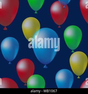 Seamless pattern background with balloons, colorful illustration. Design for wallpaper, gift paper, pattern fills, greeting cards. Stock Vector