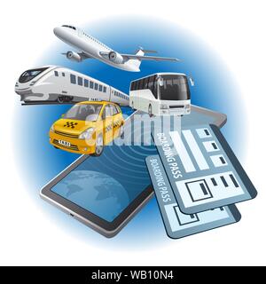illustration of the online service tickets buying Stock Vector