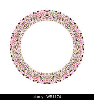 Geometrical floral wreath - circular abstract round vector element Stock Vector