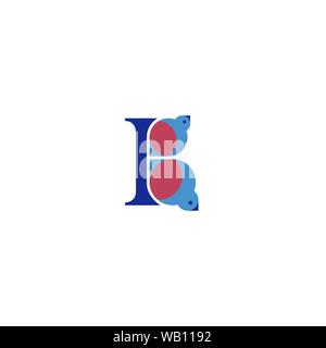 Stylized letter B with birds. Lettering for use in design. EPS10 Stock Vector