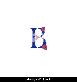 Stylized letter B with birds. Lettering for use in design. EPS10 Stock Vector