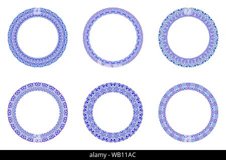 Abstract geometrical floral circular wreath set - round vector design elements Stock Vector