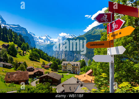 Mountain village Wengen, Switzerland Stock Photo