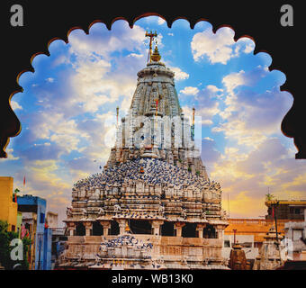 Jagdish temple during sunset  also called jagnath temple in Udaipur Rajasthan India Stock Photo