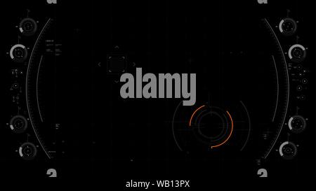 Futuristic user interface design element text box scale and bar for video overlay cyber and technology concept against dark background wide screen rat Stock Vector