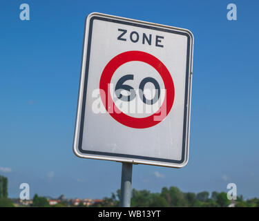 Dutch road sign: speed limit 60 km/h zone Stock Photo