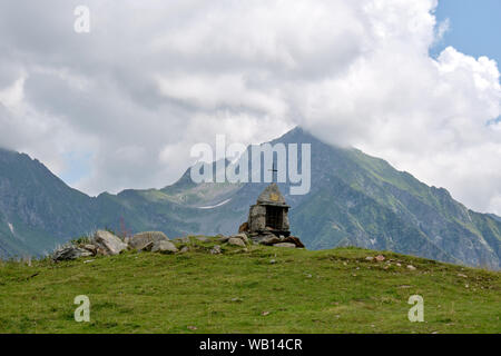 Alagna town situated in Piedmont , Italy. Town famous for snow sport activities , rafting , and tracking . Stock Photo