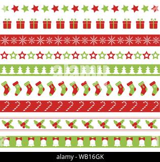 Christmas seamless vector borders Stock Vector