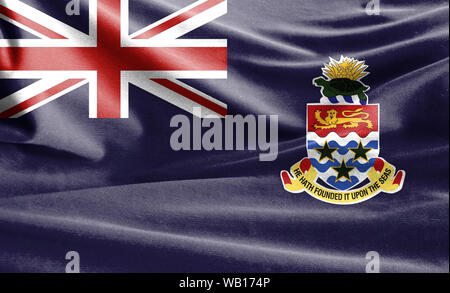 Realistic flag of Cayman islands on the wavy surface of fabric Stock Photo