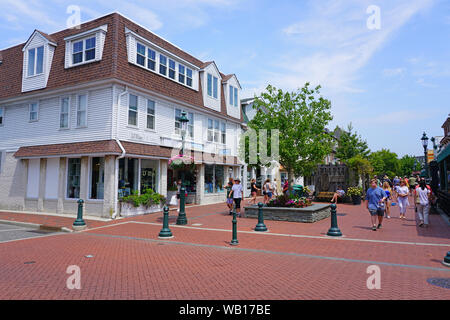 CAPE MAY, NJ -14 AUG 2019- View of the Washington Street Mall, a pedestrian street with shops and restaurants in historic downtown Cape May, New Jerse Stock Photo