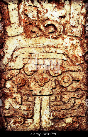 A stone carving from the ruins at the Toltec Indian capital of Tula, Mexico Stock Photo